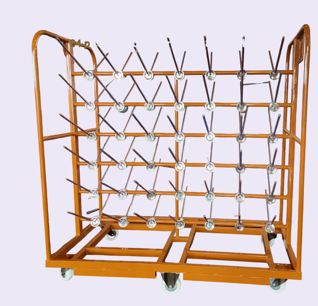 Doffing trolley for Yarn Dying with SS Washer & PVC Pipe attachment - 84 positions