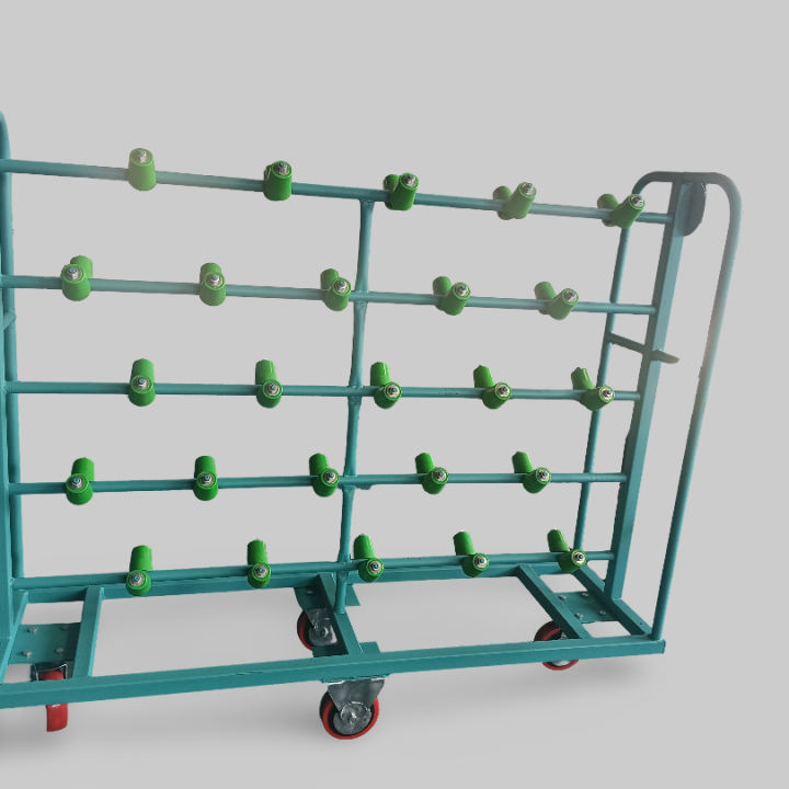 Trolley for spinning cone with PU wheel set & cone adaptor - 1680 X 500 X 1190mm - 50 positions
